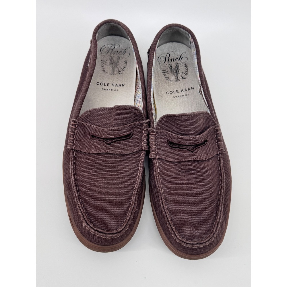 Cole Haan Pinch Maine Penny Loafers Mens 10.5 Brown Canvas Slip On Shoes